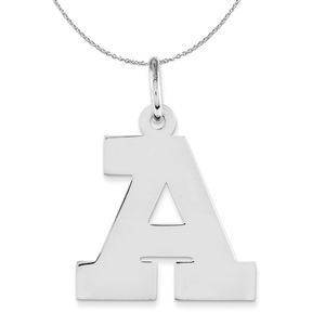 Silver Amanda Collection Medium Block Style Initial A Necklace - 20 In